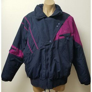 Vintage 1980s Size 14 Serac Ski Jacket Navy Blue and Purple